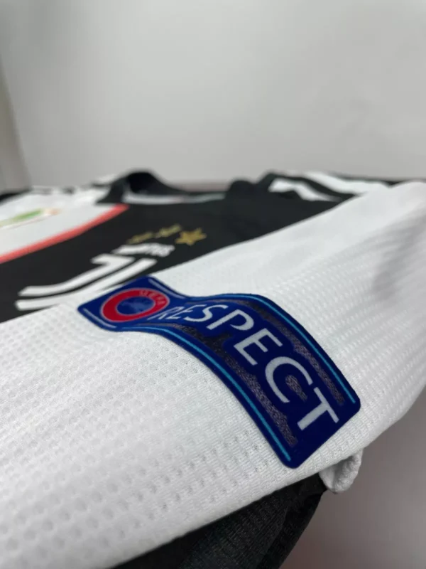 2019-20 Cristiano Ronaldo #7 Juventus Home Retro Player Version Soccer Jersey with UCL Patch - Long Sleeve - Image 3