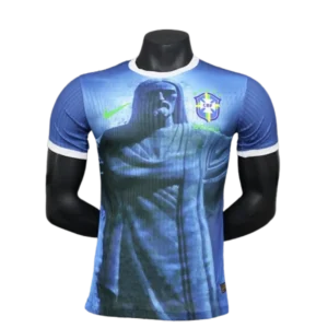 Brazil Nation 2024 Cristo Redeemer Player Edition Blue Football Jersey Shirt