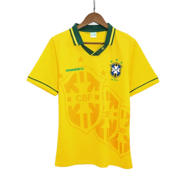 1993-94 Brazil Jersey Custom Home Soccer Retro Jersey - Image 3