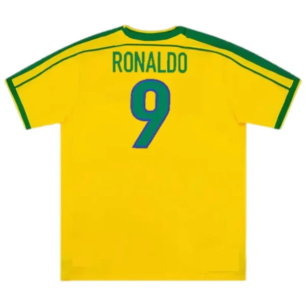 Brazil Nation Retro Ronaldo #9 Rivaldo #10 Cafu #2 Leonardo #18 R.carlos #6 Denilson #19 Jersey Home World Cup 1998 - Image 2