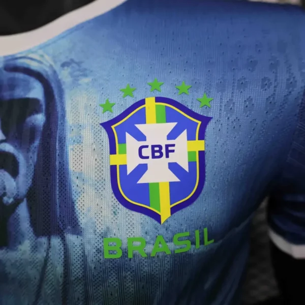 Brazil Nation 2024 Cristo Redeemer Player Edition Blue Football Jersey Shirt - Image 5