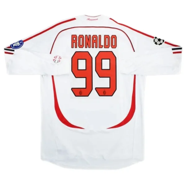2006/07 AC Milan Ronaldo #99 Kakà #22 Maldini #3 Pirlo UCL Final Retro Long Sleeve Jersy Away Replica