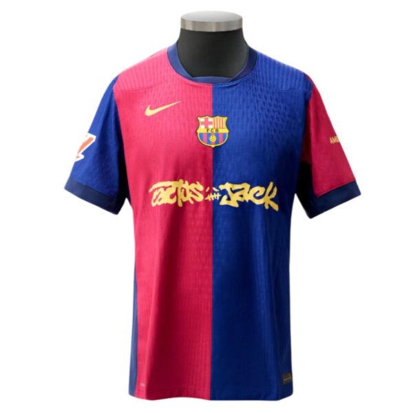 Barca Home Kit Kids Jersey 2024 2025 Travis Scott - Image 2
